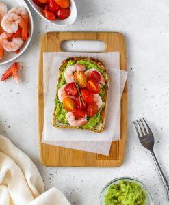 Avocado, Shrimp, Tomato Toast