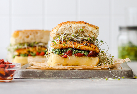 Pesto Chicken Focaccia Sandwich