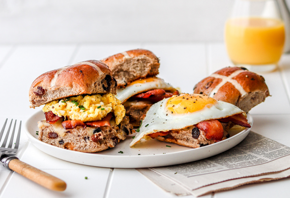 COBS Bread hot cross bun breakfast sandwich